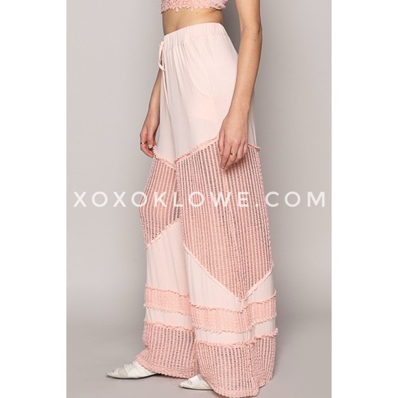 POL Blush Pink Flowy Wide Leg Rayon Jersey Palazzo Pants - Picture 4 of 11